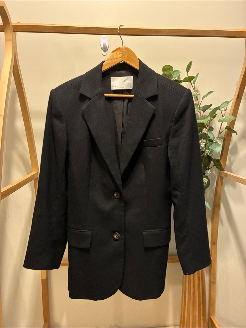OAK + FORT Black Blazer with White Label
